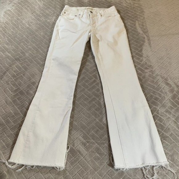 Madewell Denim - Madewell Womens 24 Denim Jeans White Boot Cut Flare Fray Hem Mid Rise Stretch